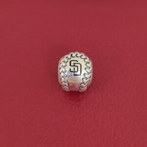 Pandora San Diego Padres Enameled Baseball Charm S925 Silver Bead with box